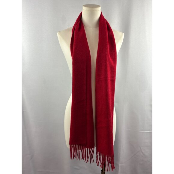 Luxurious Charter Club Red Cashmere Scarf With Fringe - Picture 1 of 5